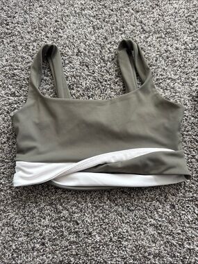 Five the Label Dance Wear:  Olive Green & White Top (ADULT SMALL)